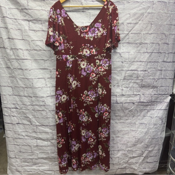 Torrid Burgundy Floral Print Maxi Dress Size 1 (14/16) - Picture 4 of 4